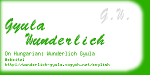 gyula wunderlich business card